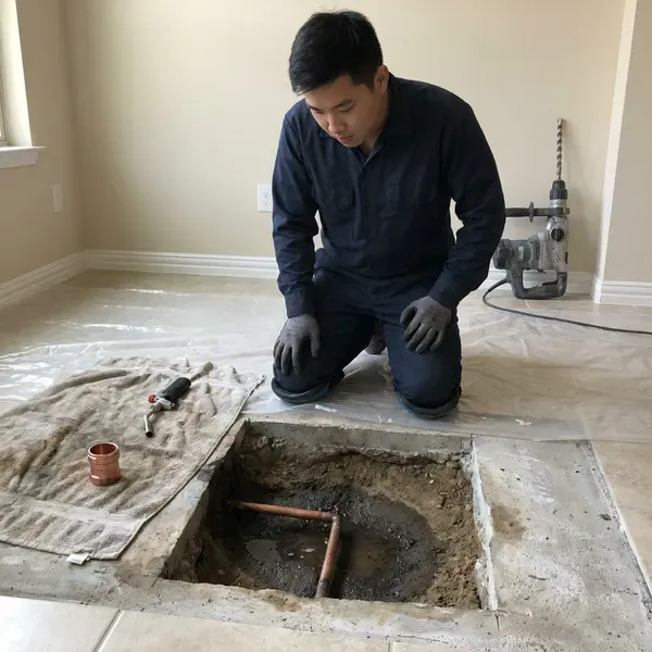 Local slab leak repair by HNV Plumbing, Boise City, ID